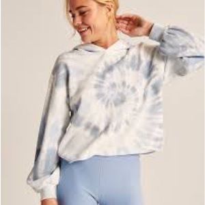 ABERCROMBIE TIE DYE TERRY CUTOFF POPOVER HOODIE